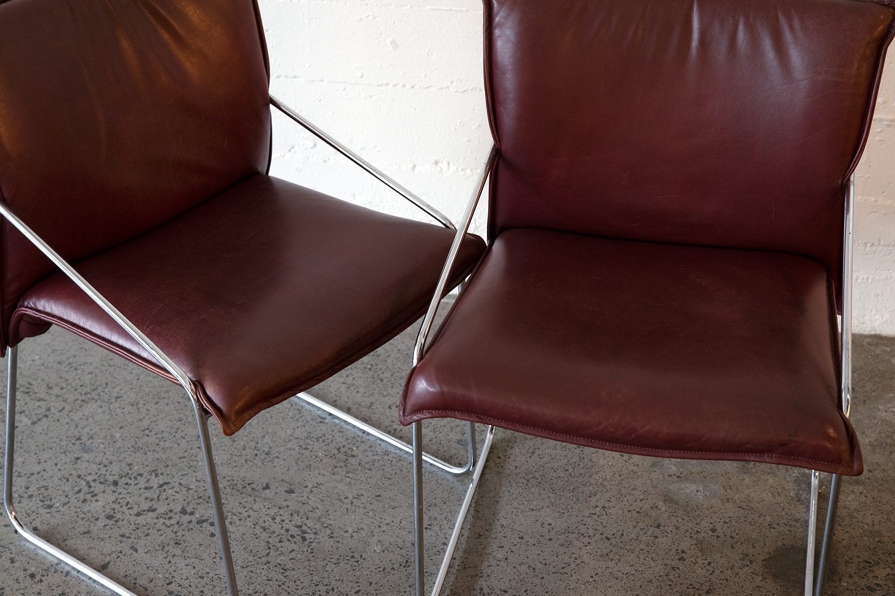 Pair of vintage leather and chrome chairs - SOLD