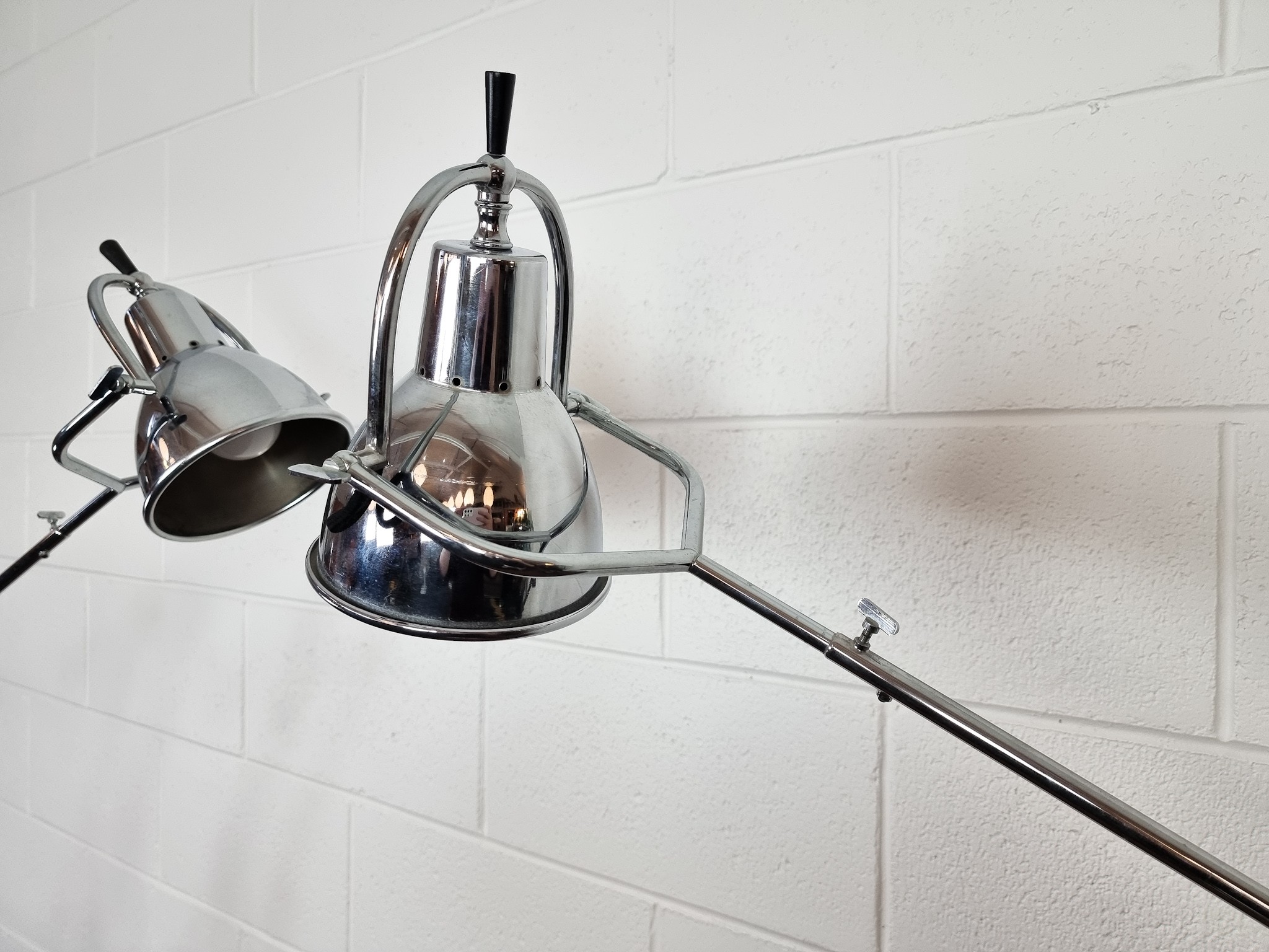 Pair of Studio Italia Large chrome anglepoise lamps.